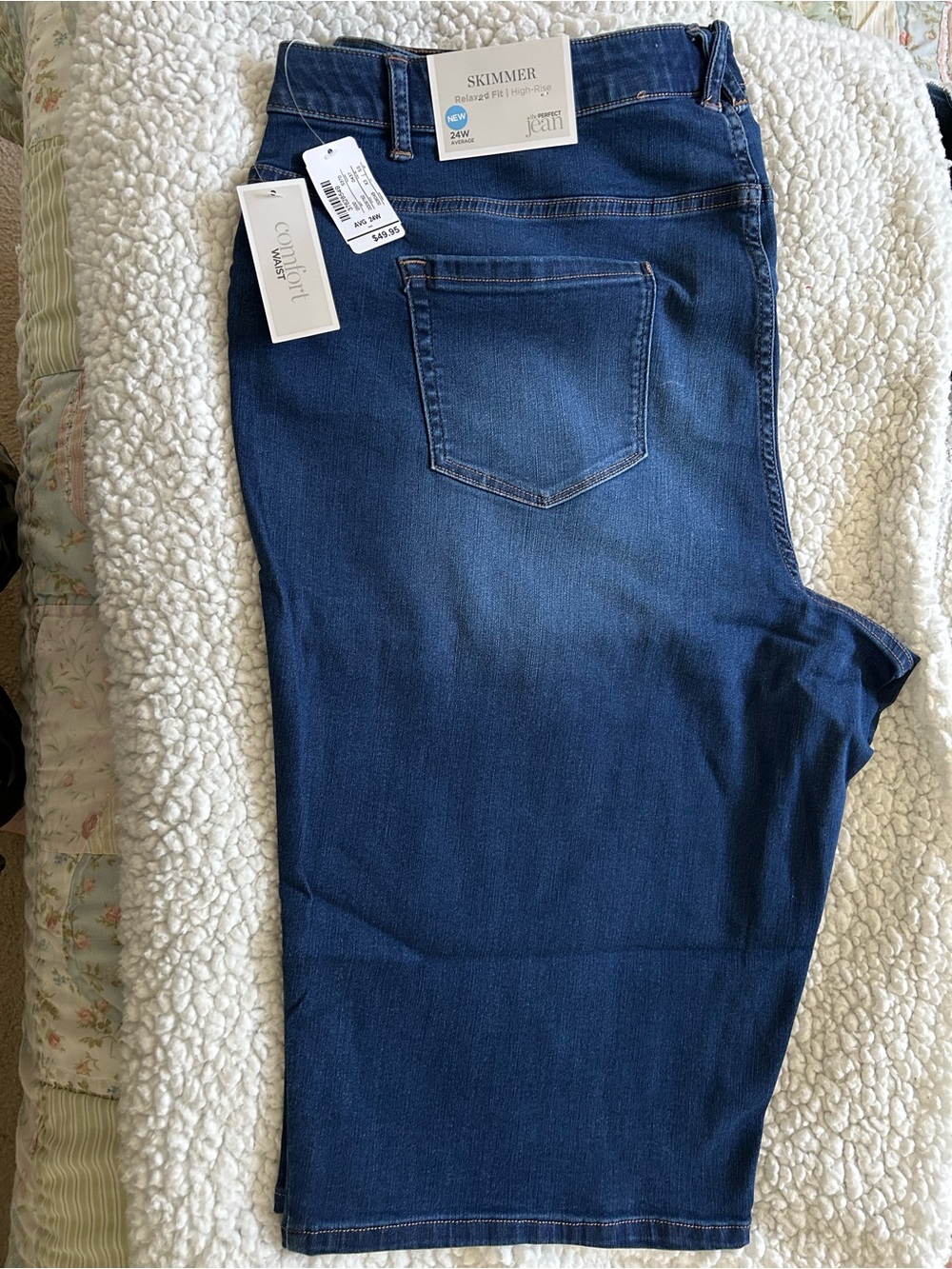 CJ Banks Women's Plus Dark Indigo Stretch Skimmers - Relaxed Fit - High Rise